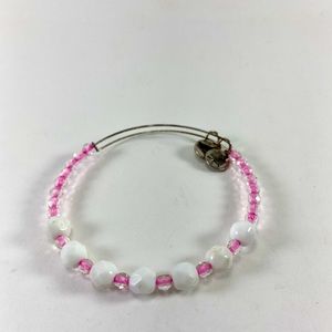 Alex and Ani bracelet, silver, pink, white beads